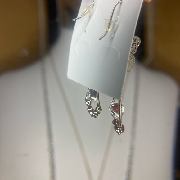 Silver and Red Butterfly Earrings - Picture 4 of 4